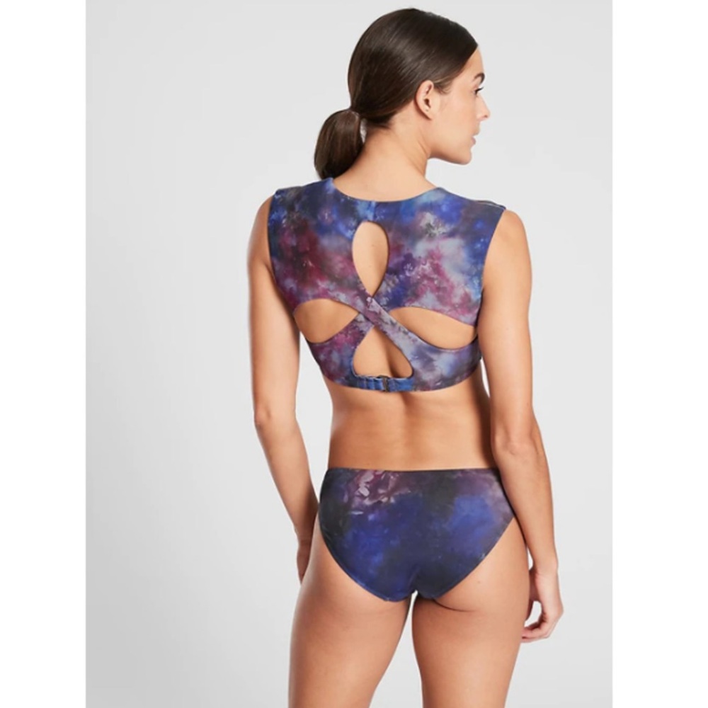 Athleta ABC Supernova Entwined Bikini Set tie dye top crop swimsuit cosmic